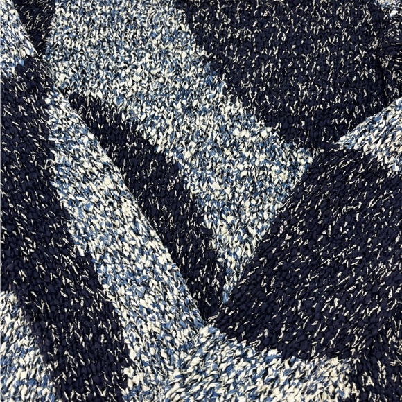 Sigrid Olsen Petite S Hand-Knit Textured Sweater Blue Cream Abstract‎ Cozy - Picture 6 of 8